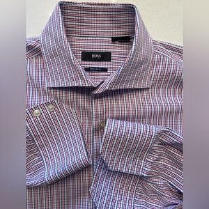 Hugo Boss - all cotton check pattern dress shirt Size 41 (16”neck)